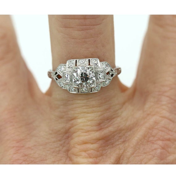 Art Deco Engagement Ring - Antique Art Deco & Dia… - image 4