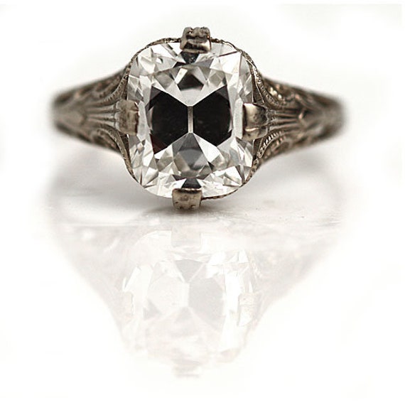 Art Deco Cushion Cut Engagement Ring - Antique Art
