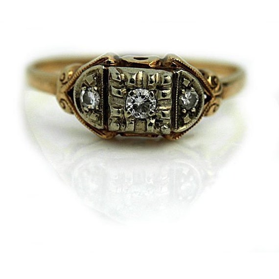 Vintage Dainty Diamond Ring Simple Diamond Antique