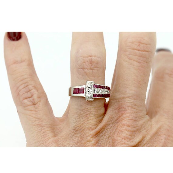 Art Deco .75 CTW Ruby & Diamond Art Deco Engageme… - image 4