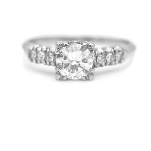Estate Diamond Ring .80ct European Cut Diamond Platinum Shop Vintage