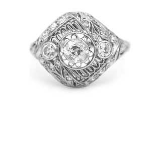 Edwardian 1.10 CTW Old Mine Cut Diamant Platin antiker Verlobungsring
