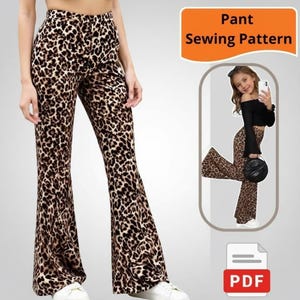 Girl Knitted Fitted Flare Leg Pants sewing pattern PDF