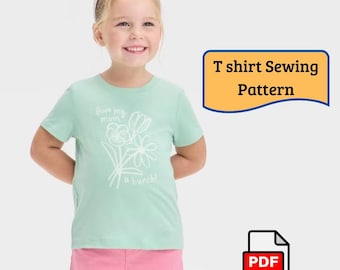 Girls T-Shirt Sewing Pattern, Beginner Friendly Knit Top (PDF Download)