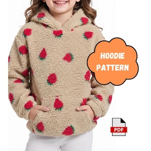 女の子用パーカーの縫製パターン（子供用）、女の子用ベーシックオーバーサイズパーカーの縫製パターン、初心者向けスウェットシャツ（PDFパターン）