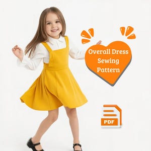 Kids Overall Dress Sewing Pattern, Beginner Pinafore (PDF Pattern 1-8 Years)