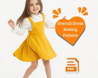 子供用オーバーオールワンピースの型紙、初心者向けジャンパースカート（PDF型紙、1～8歳向け）