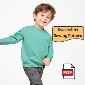Patrón de costura para suéter extragrande para niños, patrones para niños en PDF