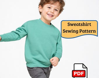 Patrón de costura para suéter extragrande para niños, patrones para niños en PDF