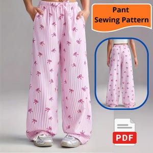 Naaipatroon broeken voor beginners (pdf) – elastische taille, broek met wijde pijpen voor kinderen