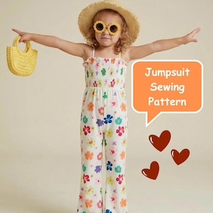 Kids Jumpsuit Sewing Pattern, Relaxed Fit Overalls, Girls Pinafore Dress (PDF Download)