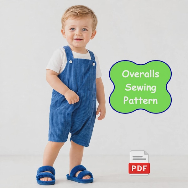 Kids Overalls Sewing Pattern – Baby & Toddler Romper (PDF Pattern, 1-18 Months)