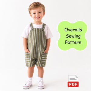 Patrón de costura para mono infantil / Pelele para bebé y niño pequeño (PDF, 1–18 meses)