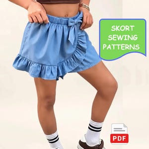 Girls Ruffle Hem Bow Skort Sewing Pattern for kids PDF