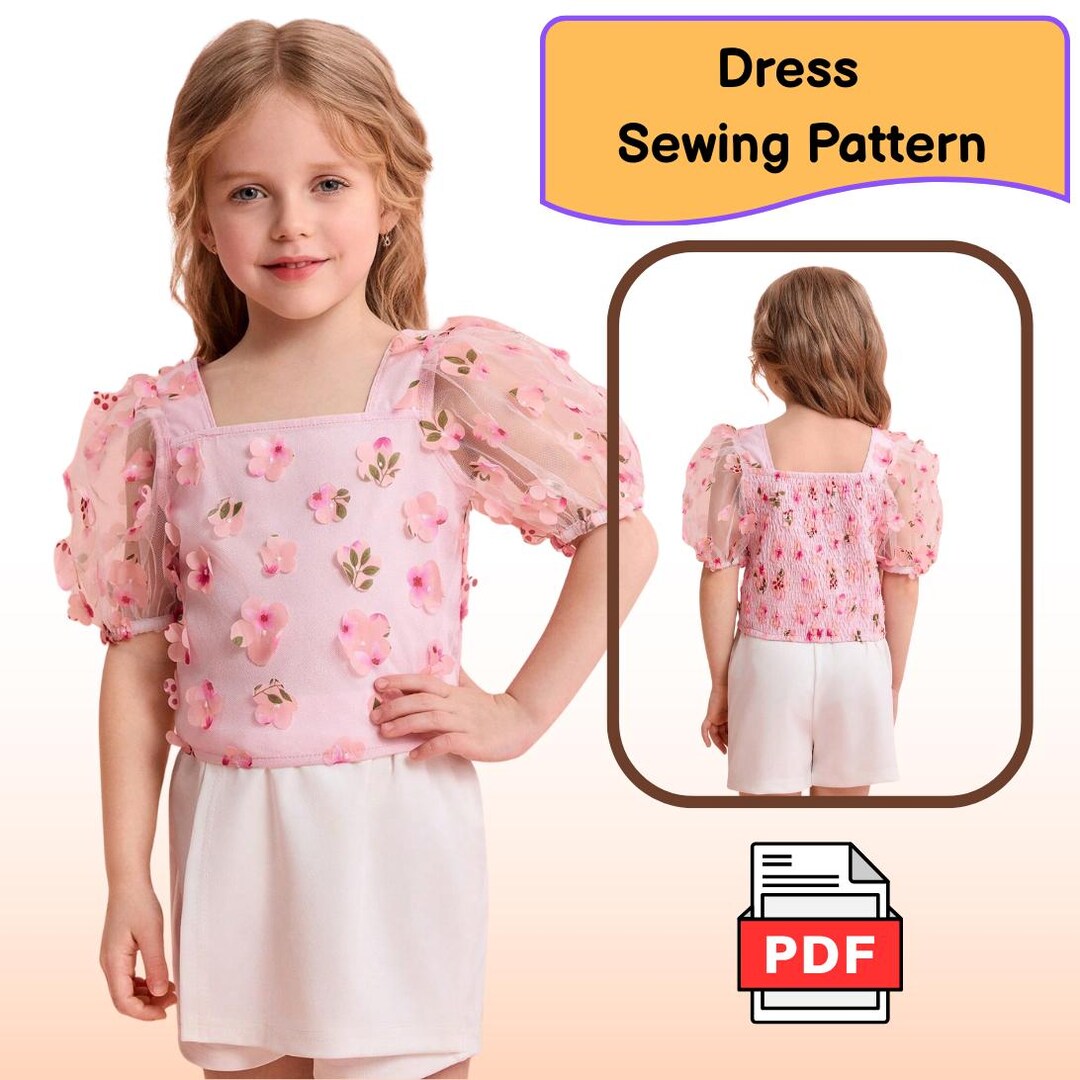 Blouse Sewing Pattern PDF Girls – Puffed Sleeve Easy Sewing Patterns ...
