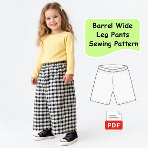 Kids Barrel Wide Leg Pants Sewing Pattern | Unisex Toddler Trousers (Digital Download)