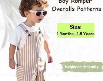 Kids Overalls Sewing Pattern – Baby & Toddler Romper (PDF Pattern, 1-18 Months)