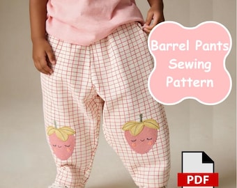 Patrón de costura para pantalones tipo barril para niños / Pantalones unisex para bebés (Descarga digital de 1 a 10 años)