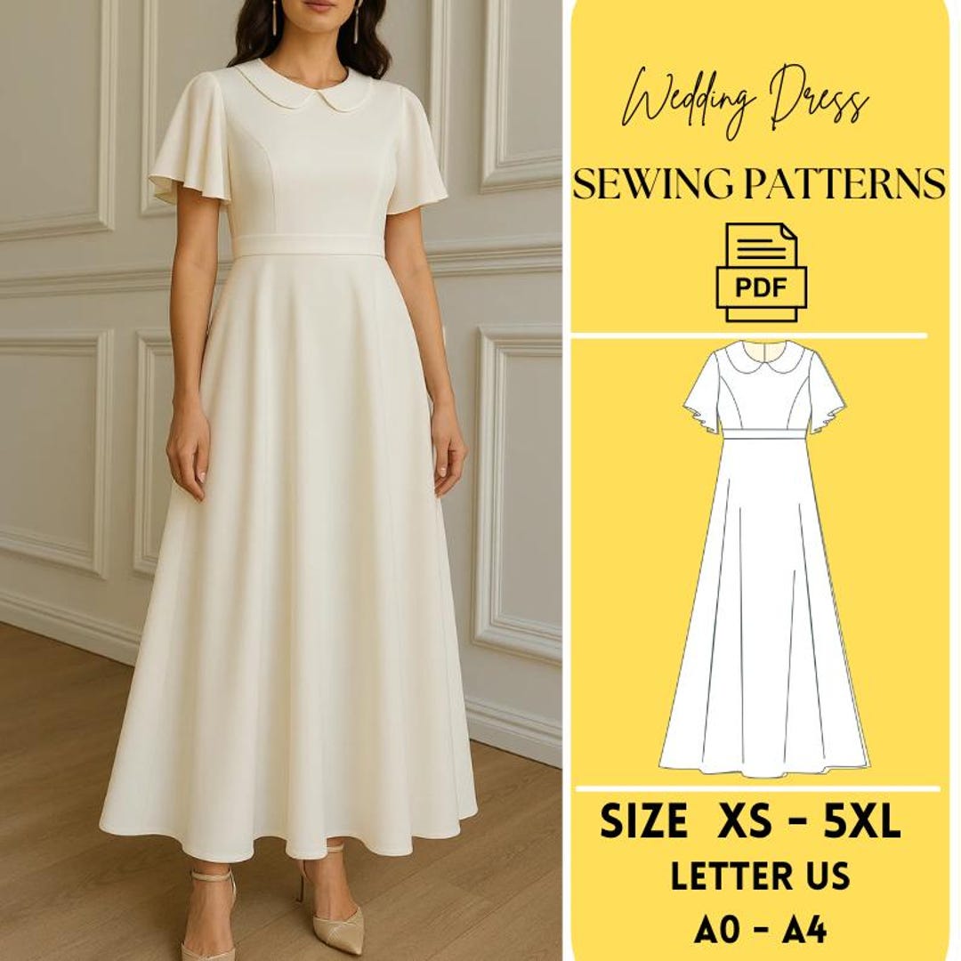Plus Size Wedding Dress Sewing Pattern | Elegant Bridal Gown (PDF) - Etsy