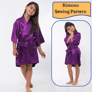 Wzór na kimono dla dziewczynek, lniany szlafrok, japońskie kimono w formacie PDF