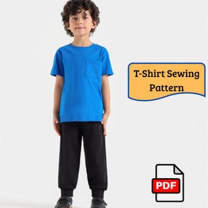 Patron de couture T-shirt avec poche pour garçons – T-shirt en tricot pour enfants (téléchargement PDF)
