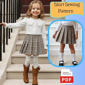Girls Flared Skirt Sewing Pattern: High & Low Rise, Elastic Waist  (PDF Download)