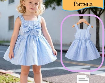 Girls Striped Cami Dress Sewing Pattern, Newborn to 9 Months (PDF Pattern)