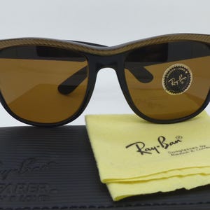 Ray-Ban W0495 Bausch & Lomb Wayfarer II Black/Golden Brown Striped B-15 Lens NOS