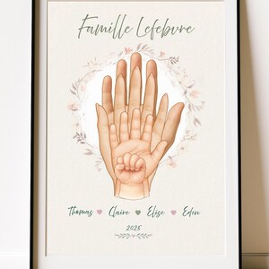 Poster personalizzato per la famiglia – Mani unite – Regalo per la festa della mamma/del papà – Poster personalizzato per la famiglia – Mano nella mano – Regalo per la festa del papà e della mamma