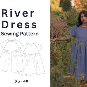 BEATON STUDIO | River Dress | Raglan Sleeves | Gathered Dress | PDF Sewing Pattern | xs - 4x | Adventurous Beginner