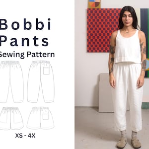 BEATON STUDIO | Bobbi Pants | Elastic Waist | Anchored Inseam Pockets |  PDF Sewing Pattern | xs - 4x | Adventurous Beginner