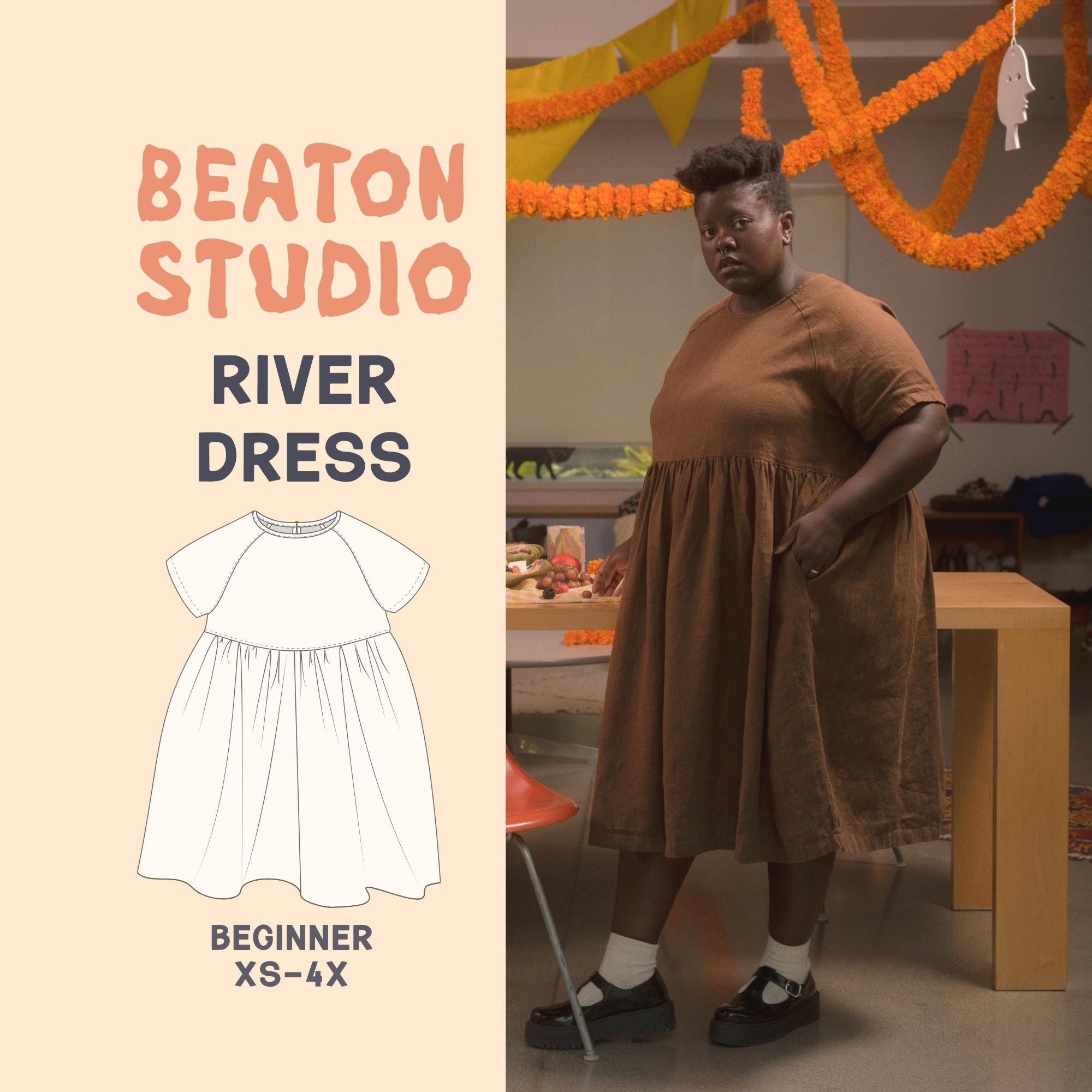 River Dress PDF Sewing Pattern | Beaton Studio, Raglan Sleeve (XS-4X) -  Etsy Canada
