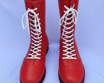 Red Pro Wrestling Boots | Custom Lace Up Training Shoes | Performance Gear