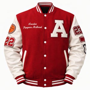 Personalisierte Varsity Jacke aus Wolle & Leder: Individuell angefertigtes Chenille- und Stick-Patch
