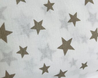 Grau beige Sterne Baumwolle Garn, kleine graue Sterne Baumwolle Garn, süße Sterne Baumwolle Garn, weiche Baumwolle halber Meter, beiger Sternenstoff Meter