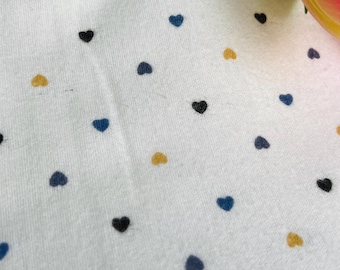 Small hearts flannel yard, blue yellow hearts flannel yard, cute hearts flannel yard, soft cotton flannel half yard, hearts fabric yard