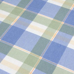 Blue green plaid flannel fabric, blue green flannel by yard, blue green checkered flannel cotton per yard