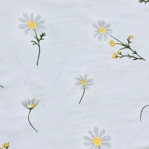 Chamomile flannel fabric by yard, white yellow flower flannel yard, chamomile cotton flowers flannel yard, daisy cotton flannel yard