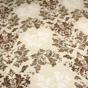 Flanelle Florence beige par mètre, flanelle de coton beige par mètre, flanelle de coton par mètre, flanelle de coton douce et chaude monogramme beige