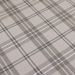 Beige brown plaid flannel fabric, beige flannel by yard, brown checkered flannel cotton per yard