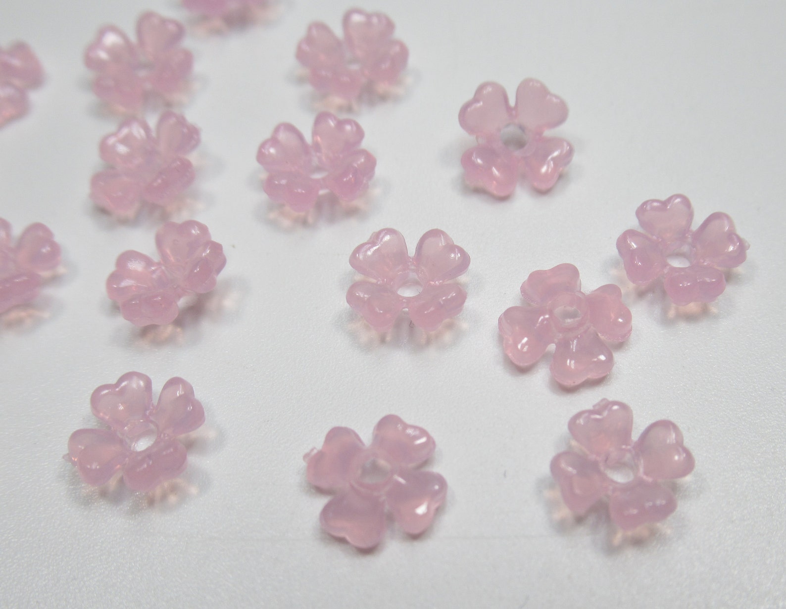 Pink Flower Beads 6mm Flower Pendants 4 Petal Acrylic - Etsy