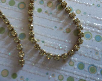 2mm Jonquil Yellow Rhinestone Cup Chain - Brass Setting - Jonquil Yellow Preciosa Czech Crystals - Choose Your Length