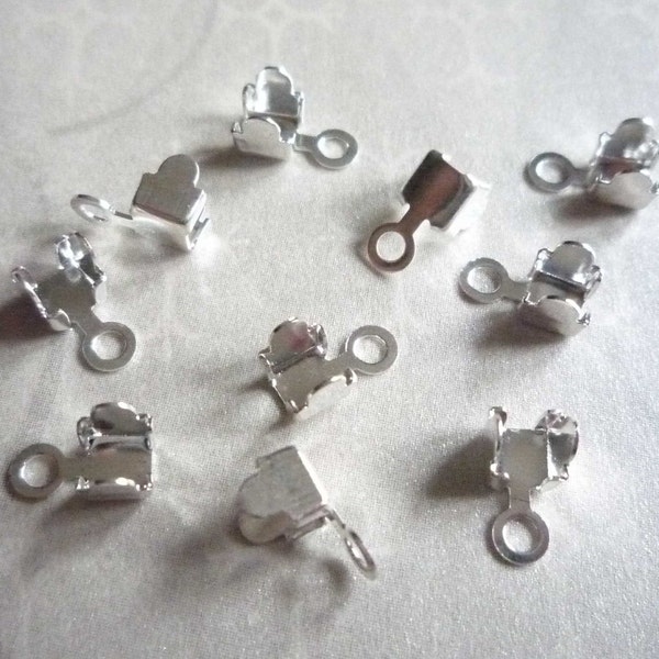 Strass Kette Steckverbinder - Silber vergoldet Messing Crimps mit spitz Zange - Box endet Tags - 4mm Größe für 3mm Größe Kette - Qty 10