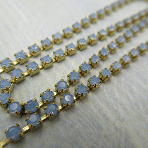 2mm Blue Opal Rhinestone Cup Chain Brass Setting Light Sapphire Blue Opal Preciosa Maxima Czech Crystals Choose Your Length image 1