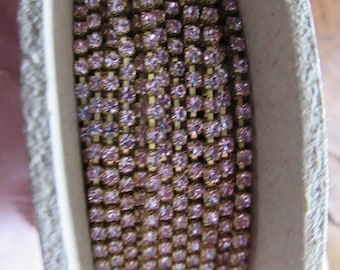 2mm Violet Purple Rhinestone Cup Chain - Brass Setting -  Violet Purple Preciosa Czech Crystals - Choose Your Length