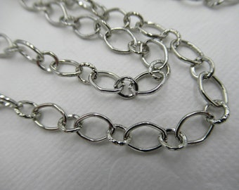 Silver Delicate Loop Chain Necklace - Oval & Round Links - Finished with Lobster Clasp - 18 inches