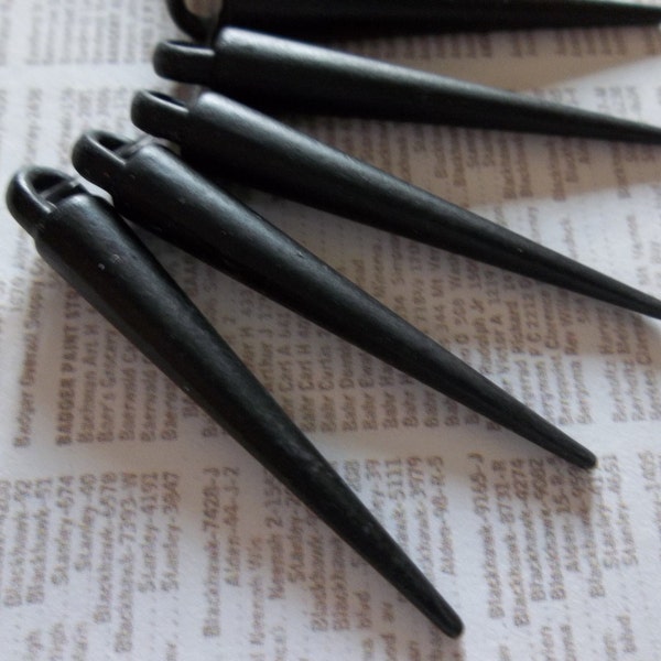 Reserved for Tanisha: Black Metal Spikes Pendants Dangles  - Set of 11 Long Charms - 4 sets