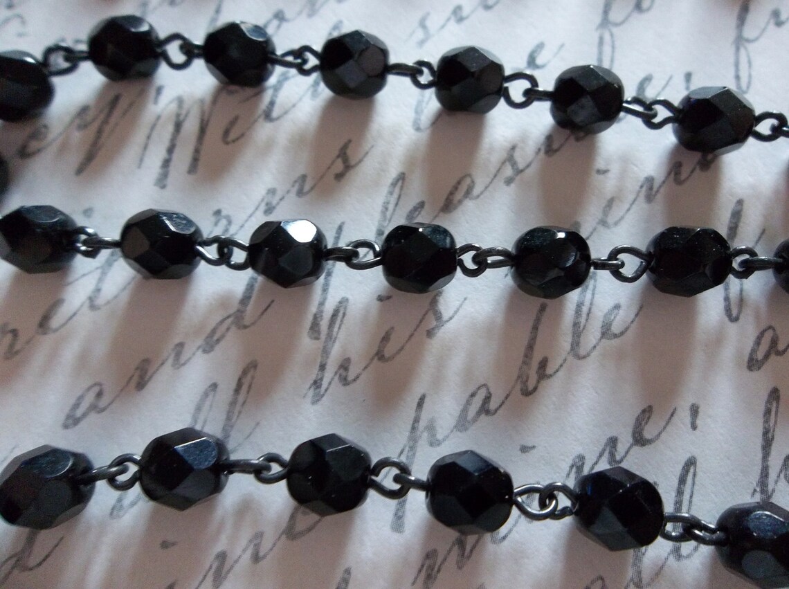 Black Bead Chain Bead Chain Rosary Chain 6mm Black Etsy