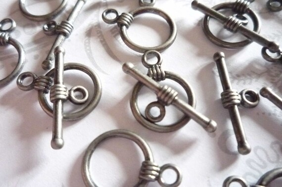 Qty 9 Sets Antiqued Copper 11mm Simple Toggle Clasps