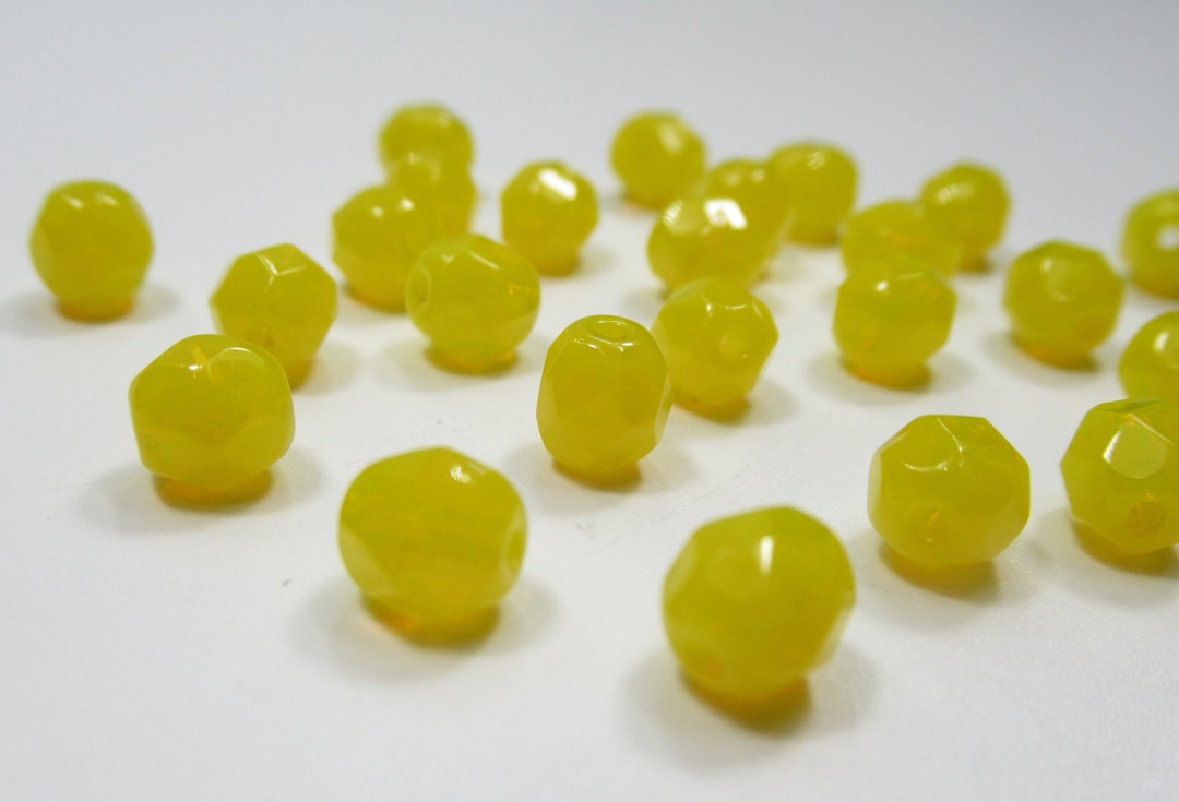6mm Round Glass Beads Yellow Opal Czech Glass Loose Beads Etsy